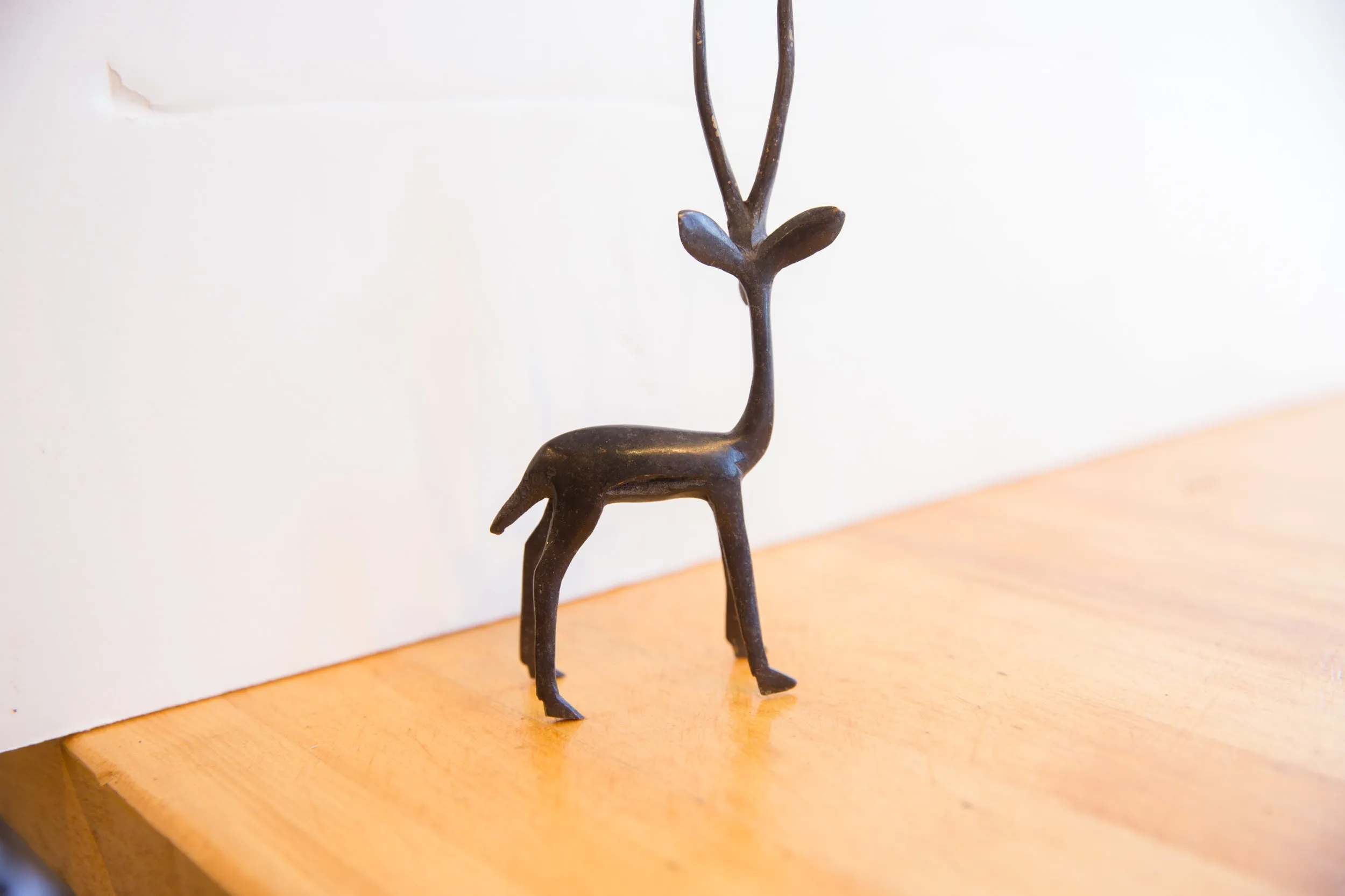 Vintage African Left Facing Gazelle with Dark Patina