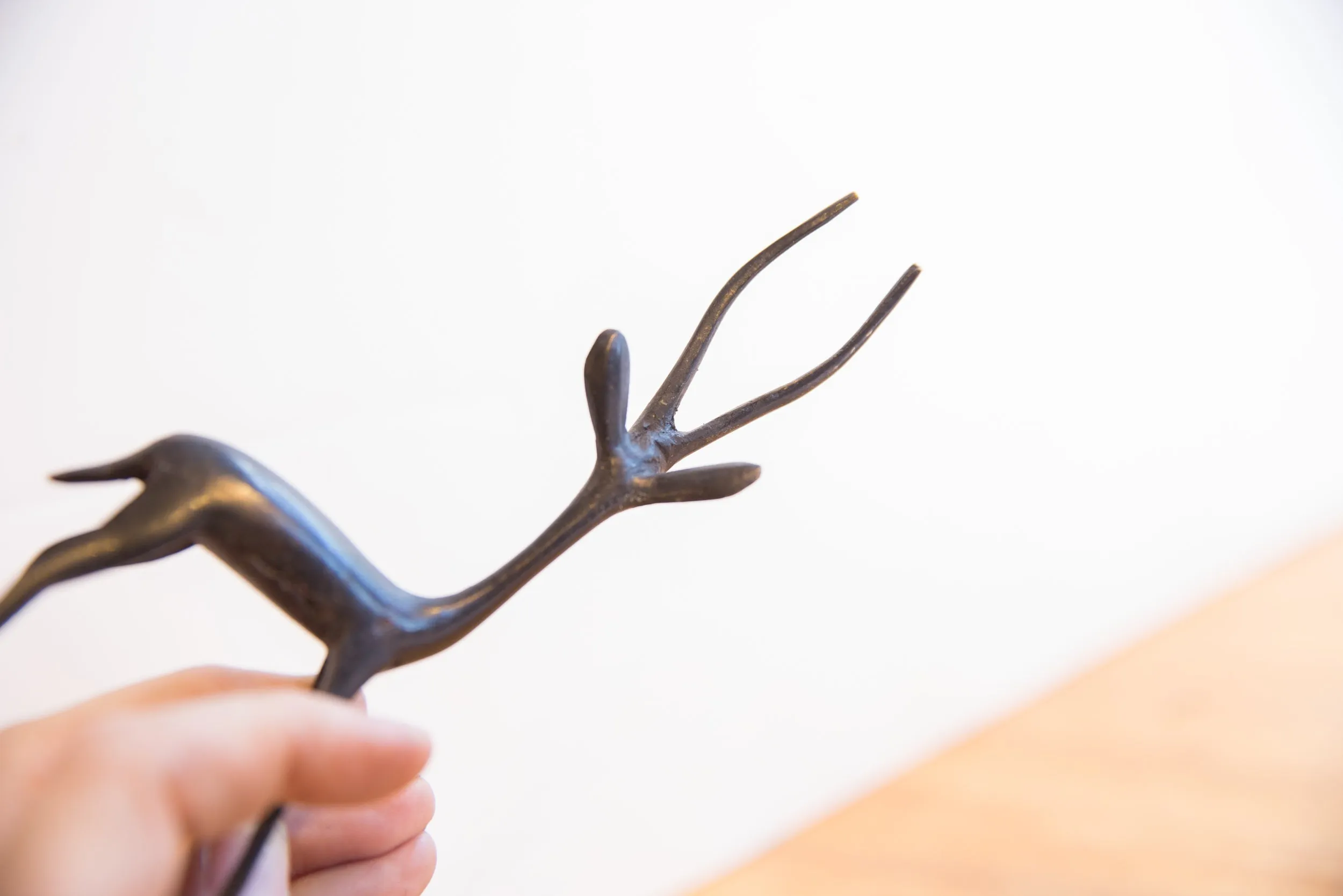 Vintage African Left Facing Gazelle with Dark Patina