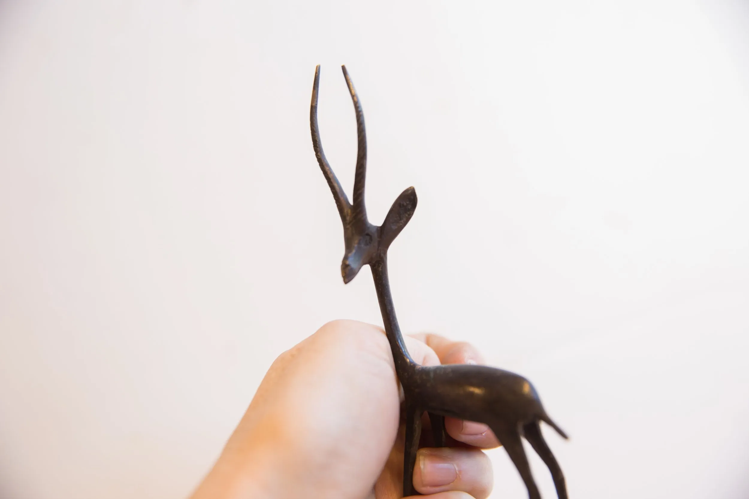 Vintage African Left Facing Gazelle with Dark Patina