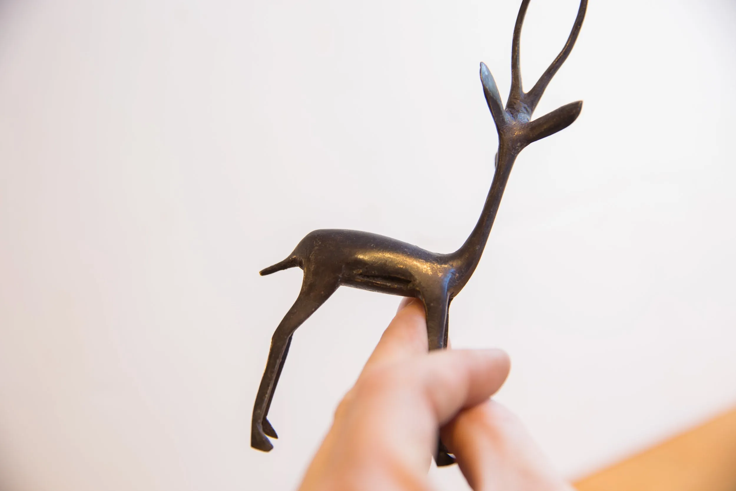 Vintage African Left Facing Gazelle with Dark Patina