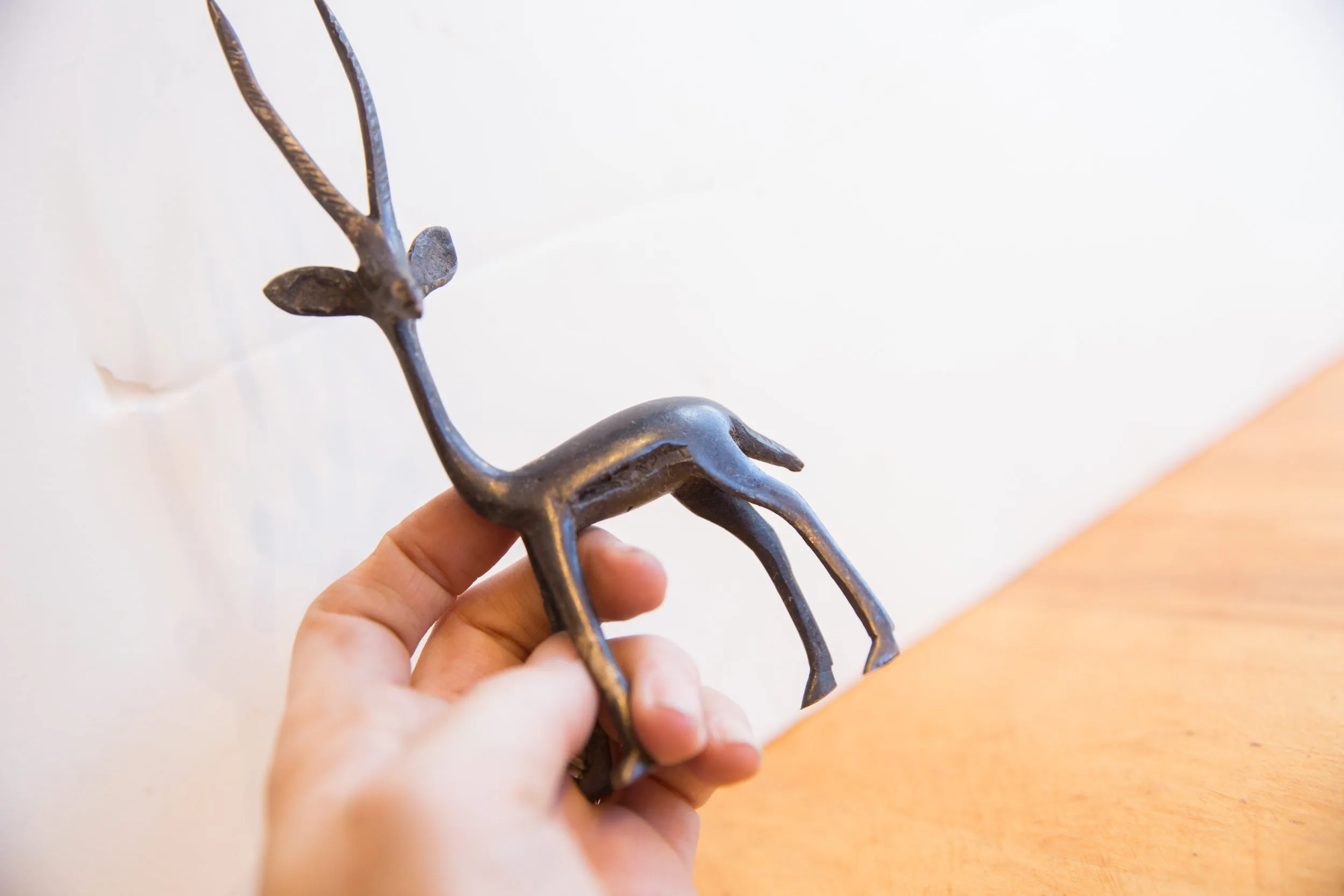Vintage African Left Facing Gazelle with Dark Patina