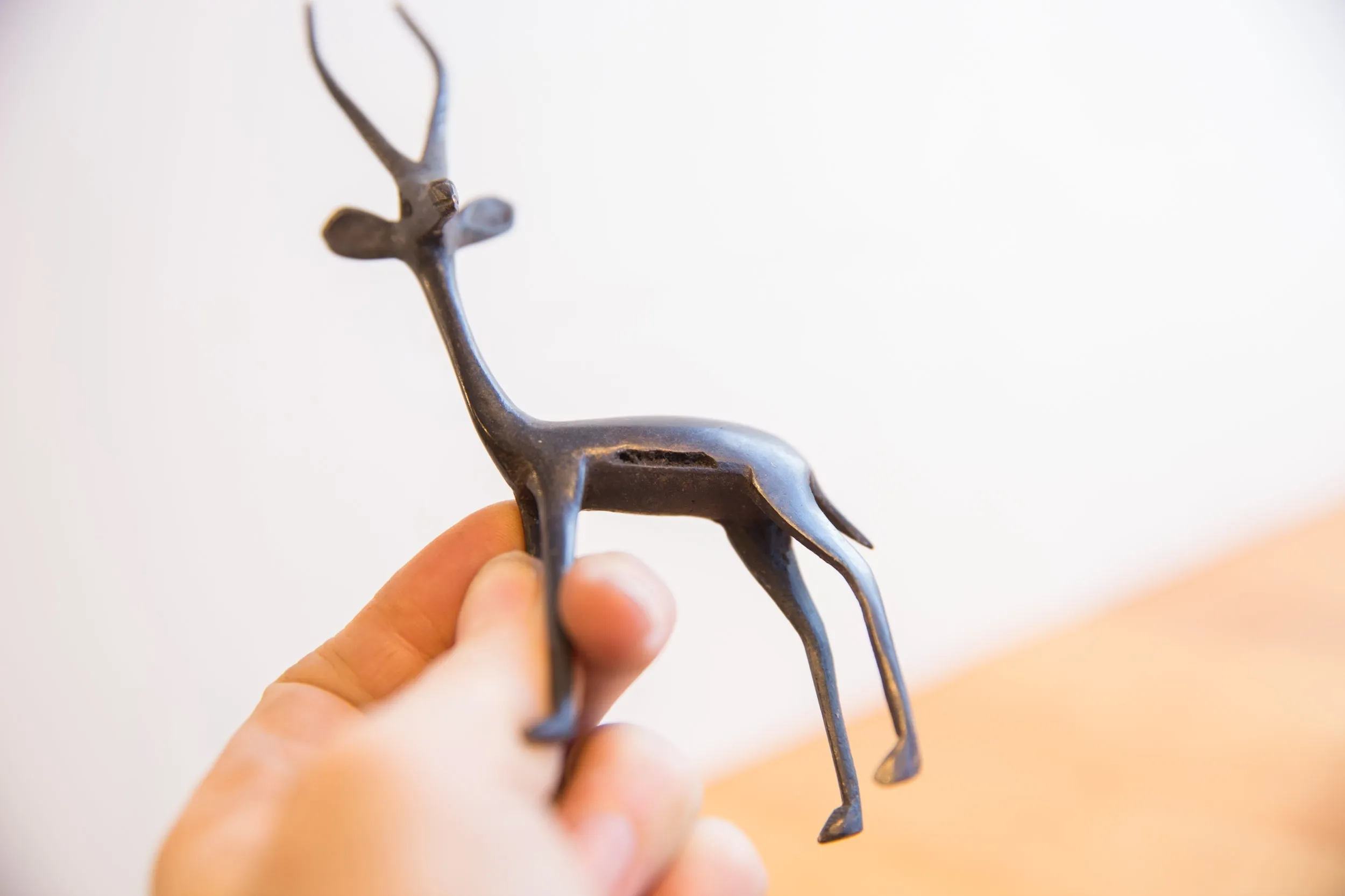 Vintage African Left Facing Gazelle with Dark Patina