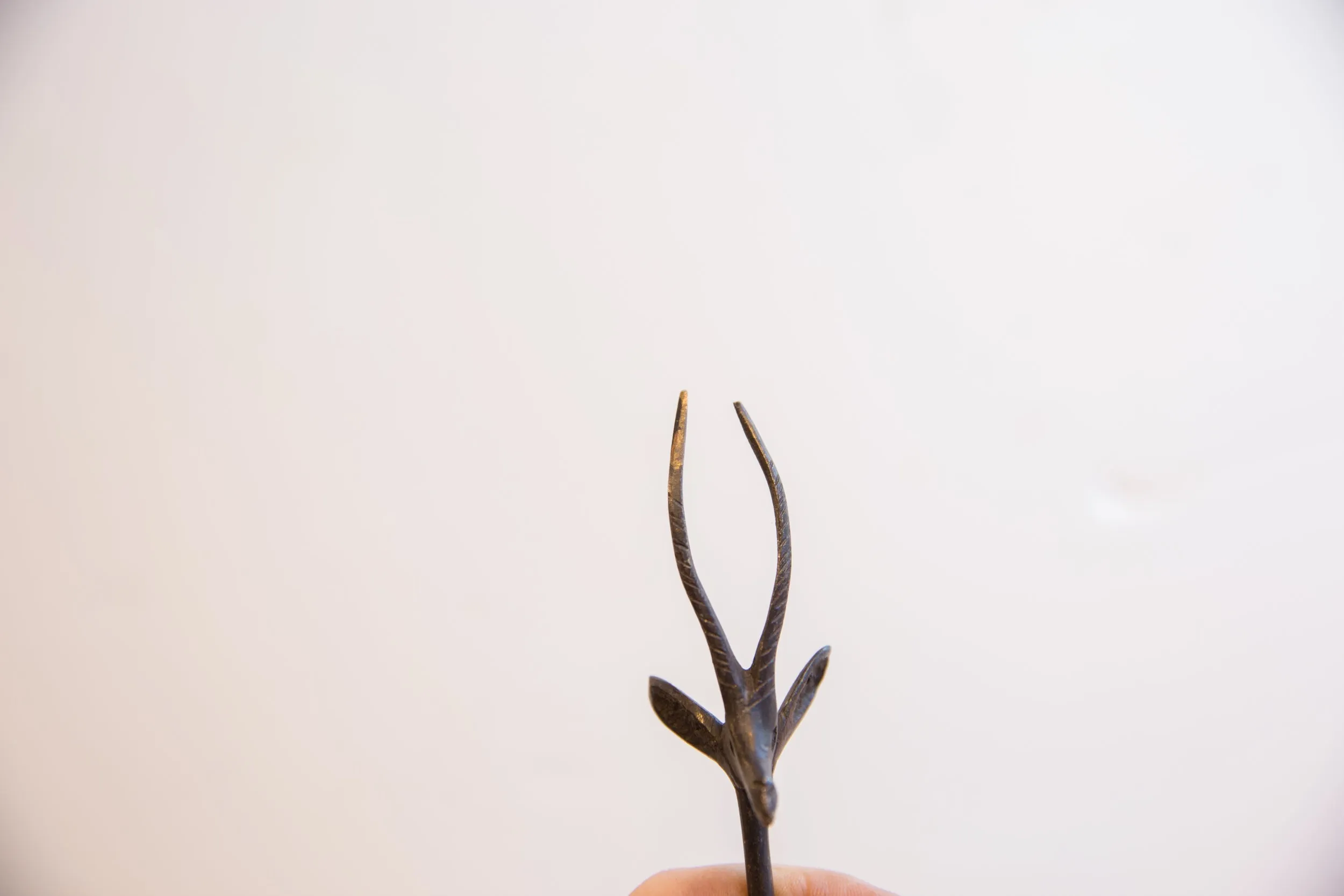 Vintage African Left Facing Gazelle with Dark Patina