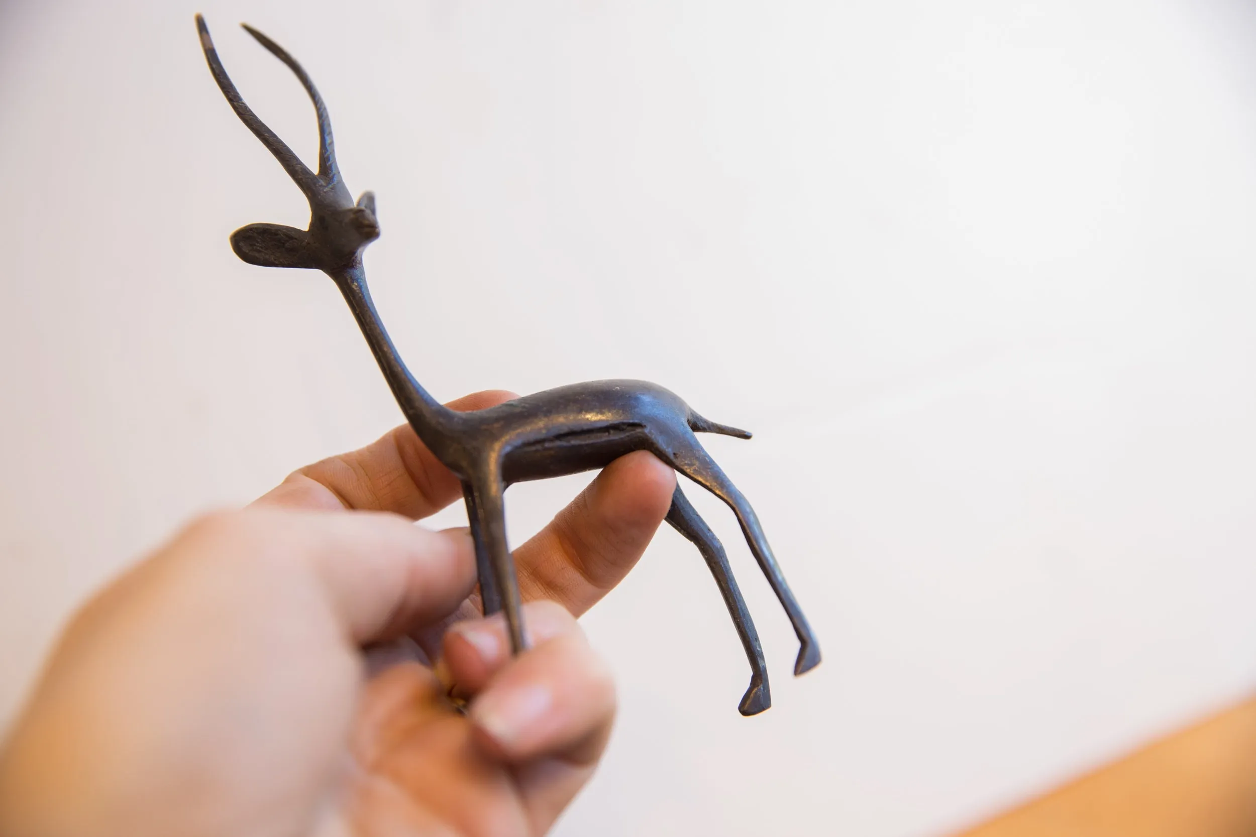 Vintage African Left Facing Gazelle with Dark Patina