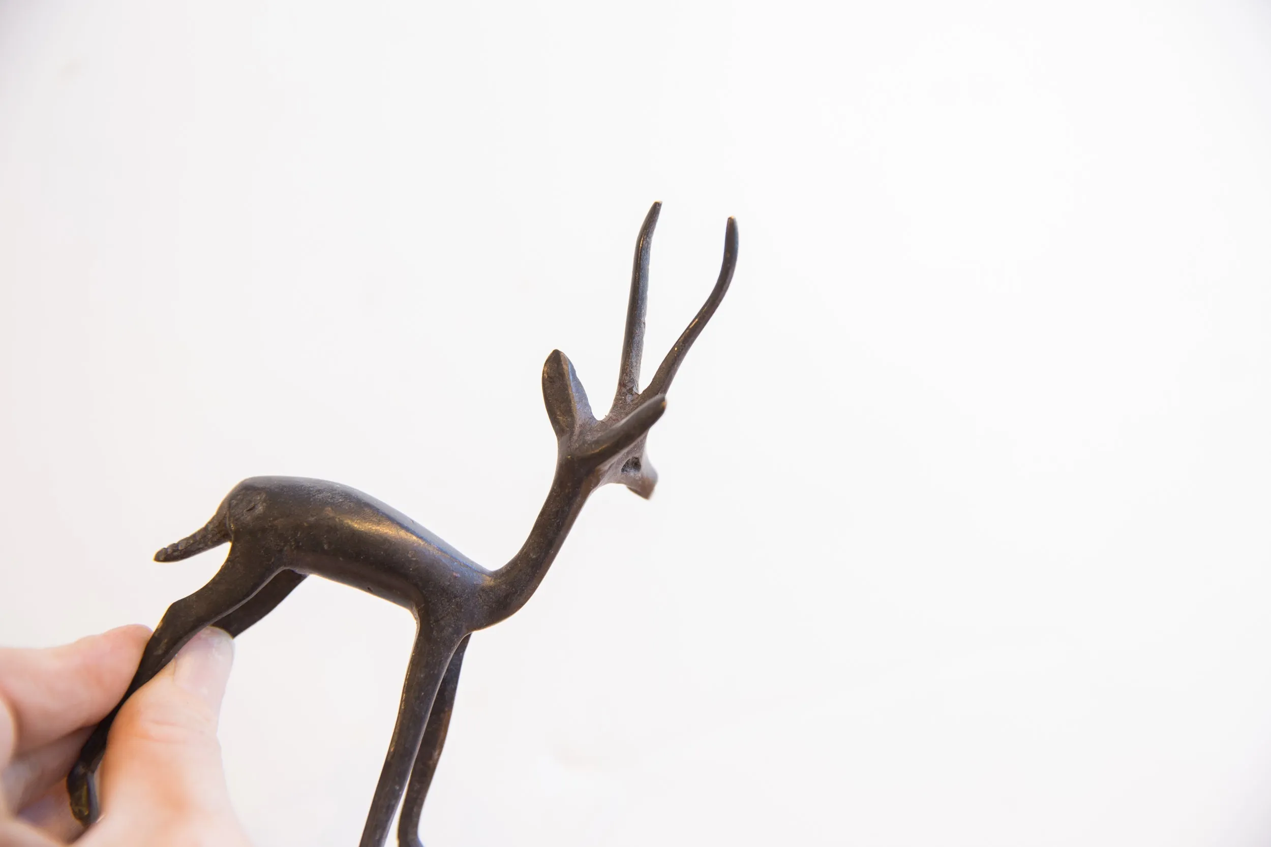 Vintage African Left Facing Gazelle with Dark Patina