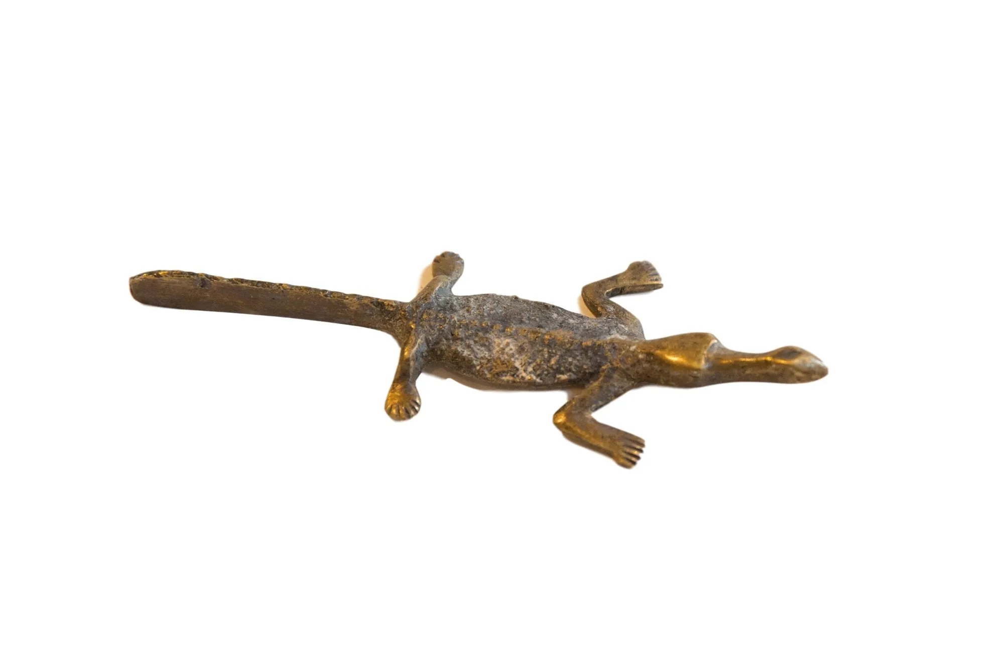 Vintage African Light Patina Bronze Black Backed Crocodile