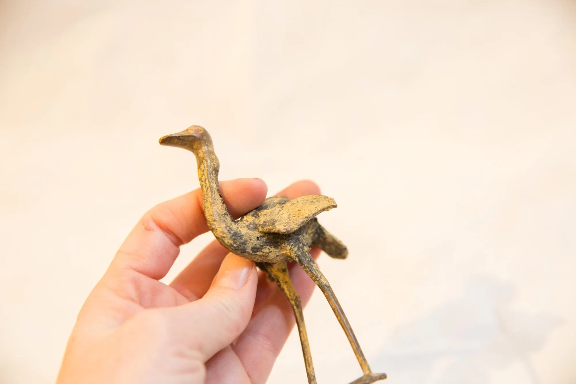 Vintage African Light Patina Bronze Ostrich
