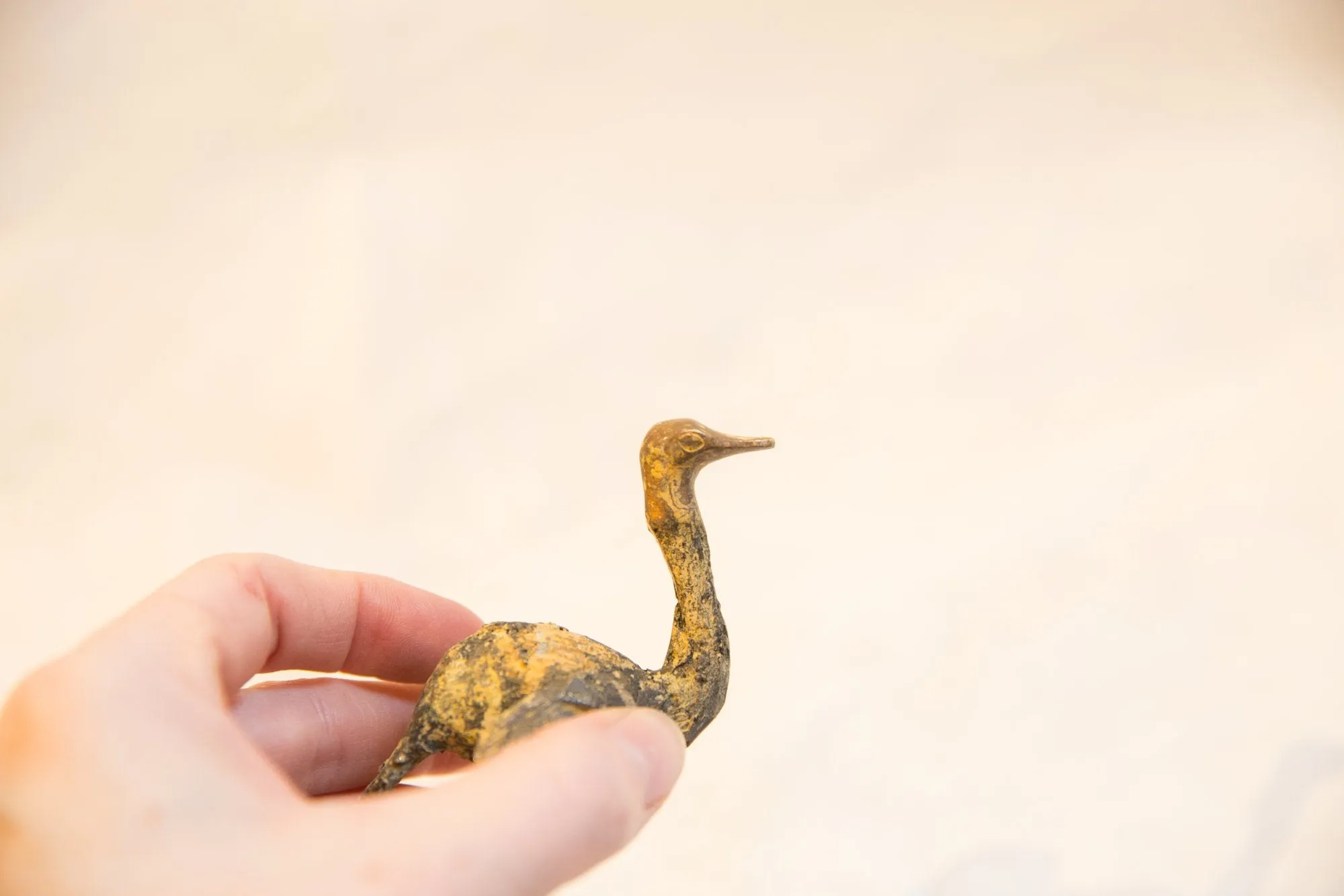 Vintage African Light Patina Bronze Ostrich