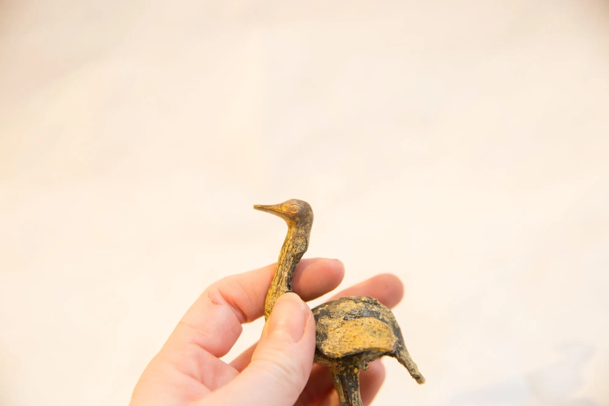 Vintage African Light Patina Bronze Ostrich