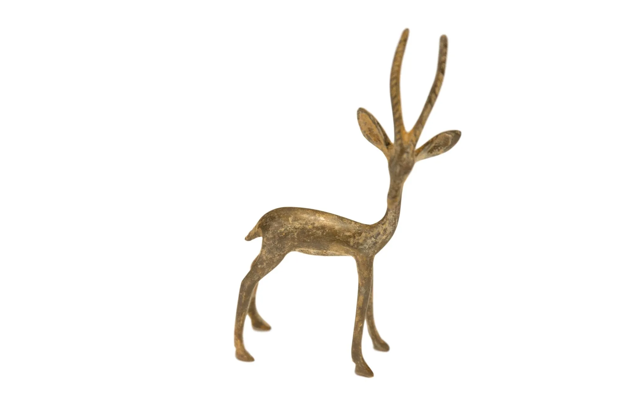 Vintage African Light Patina Turning Gazelle