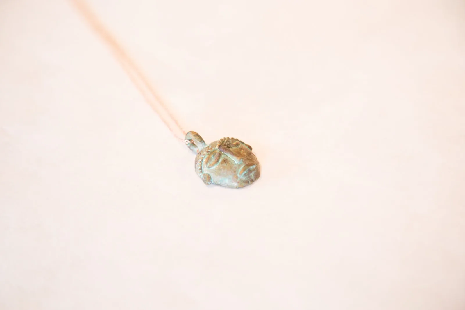 Vintage African Oxidized Head Pendant Necklace