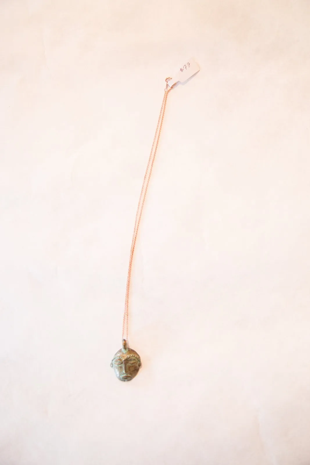 Vintage African Oxidized Head Pendant Necklace