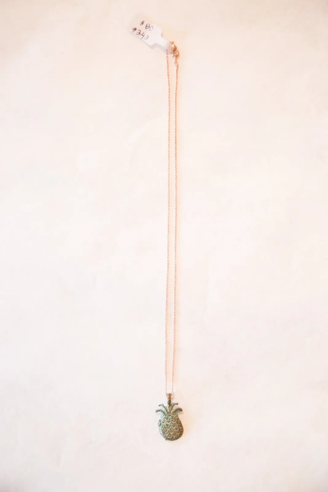 Vintage African Oxidized Pineapple Pendant Necklace