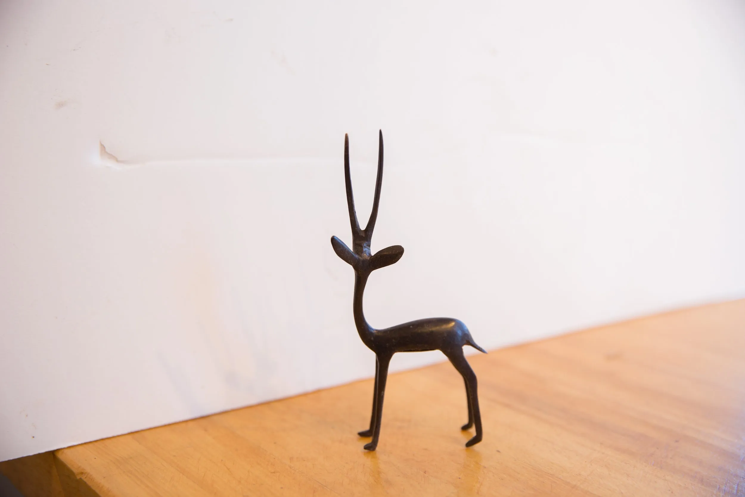 Vintage African Right Facing Gazelle with Dark Patina