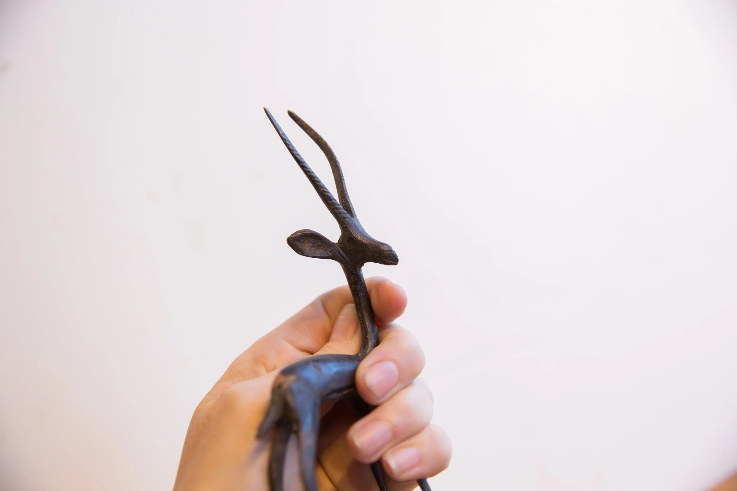Vintage African Right Facing Gazelle with Dark Patina