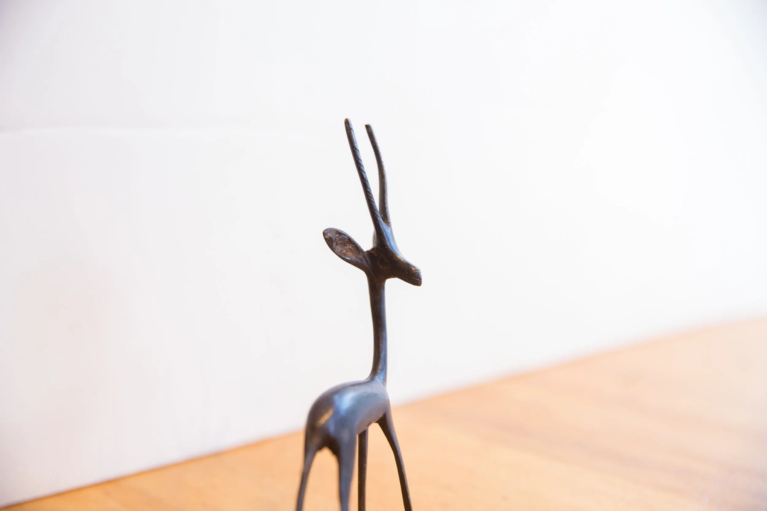 Vintage African Right Facing Gazelle with Dark Patina