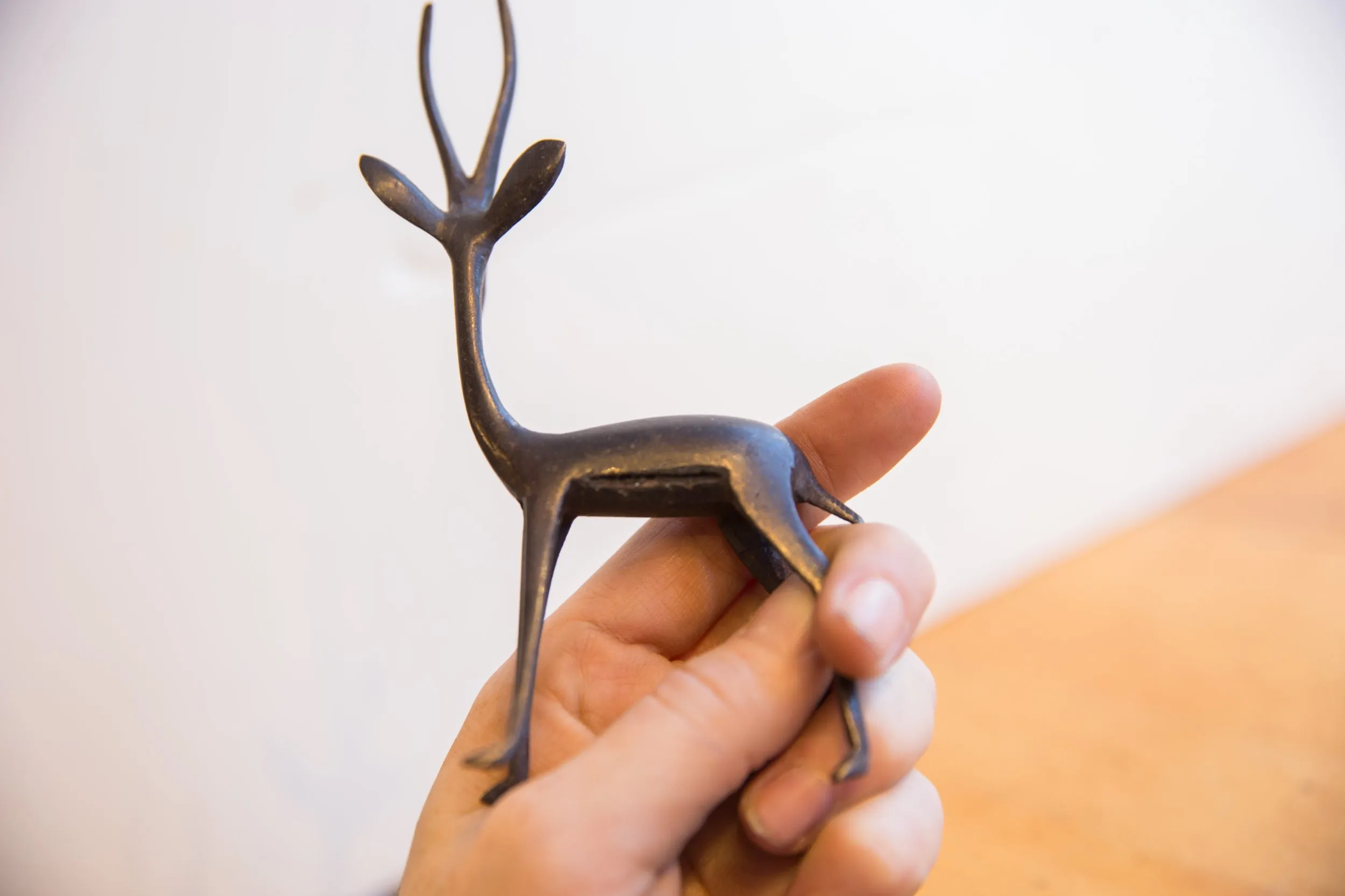 Vintage African Right Facing Gazelle with Dark Patina