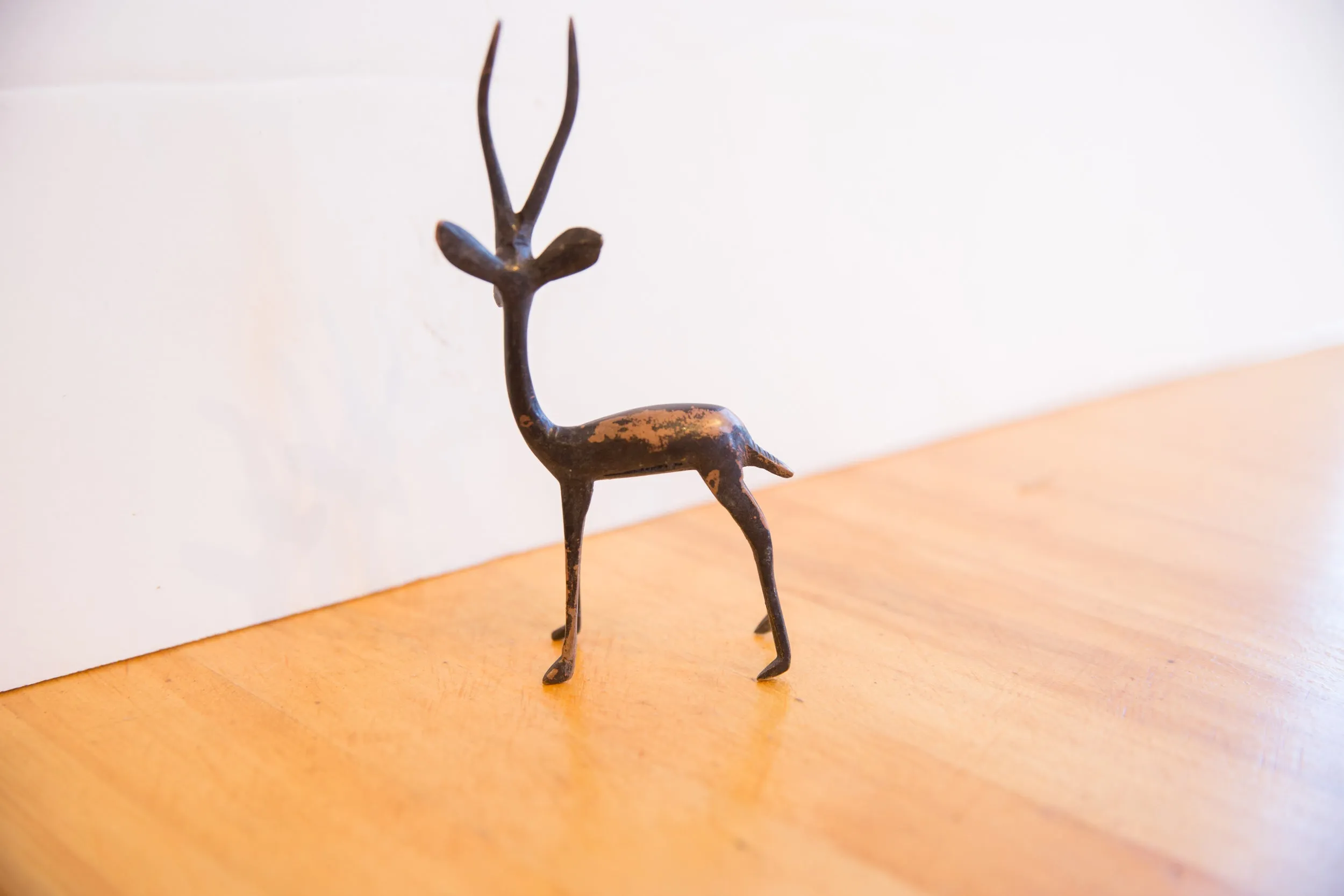 Vintage African Right Facing Gazelle with Dark Patina
