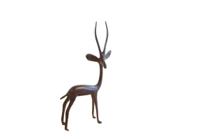 Vintage African Right Facing Gazelle with Dark Patina