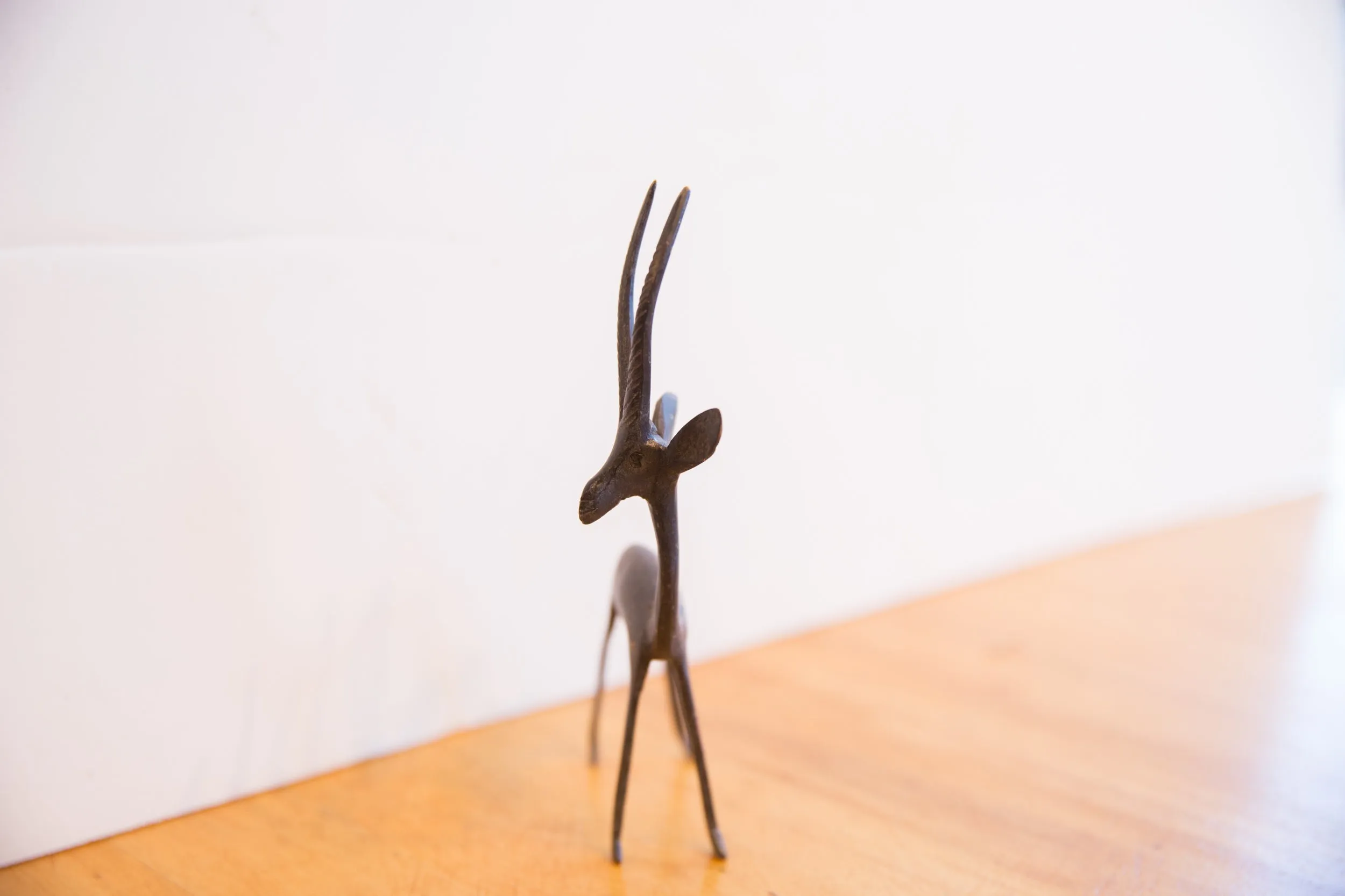 Vintage African Right Facing Gazelle with Dark Patina