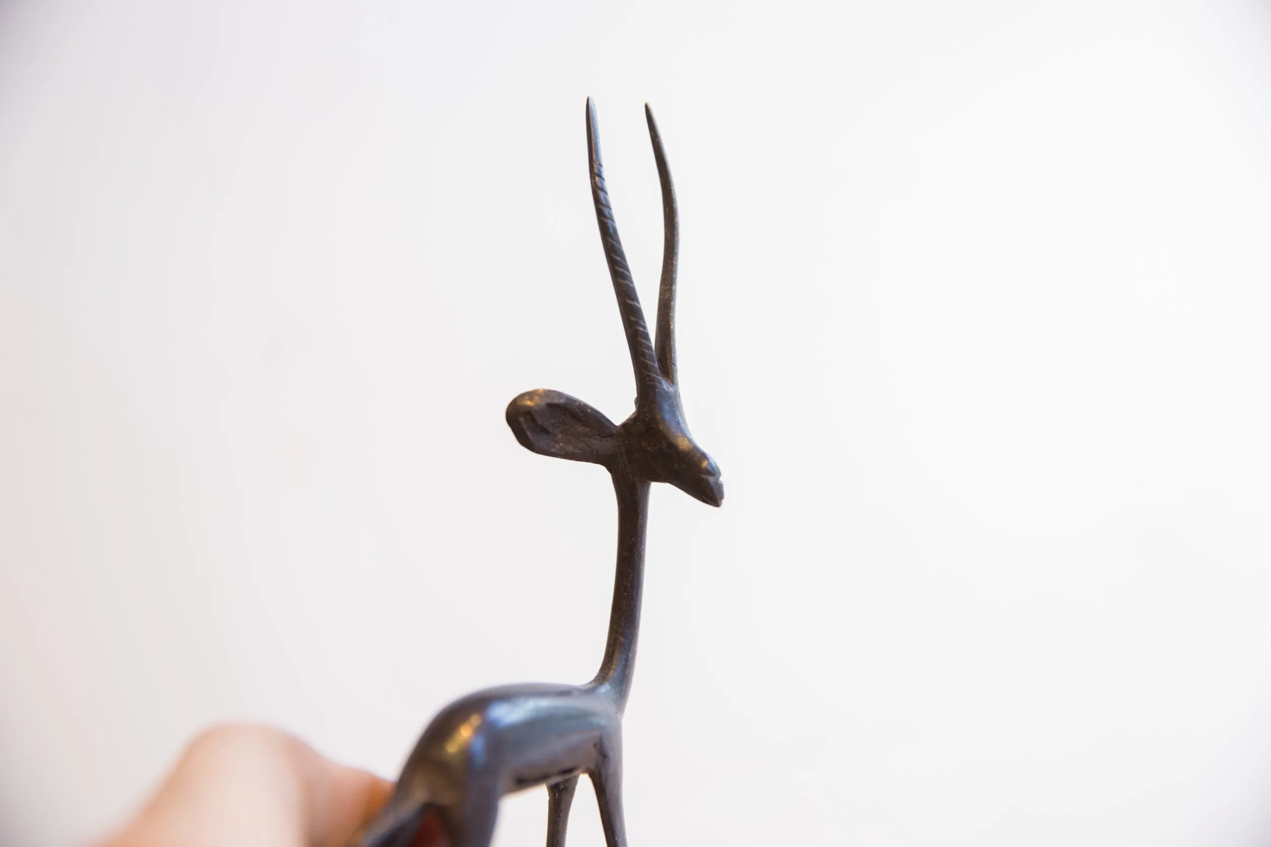 Vintage African Right Facing Gazelle with Dark Patina