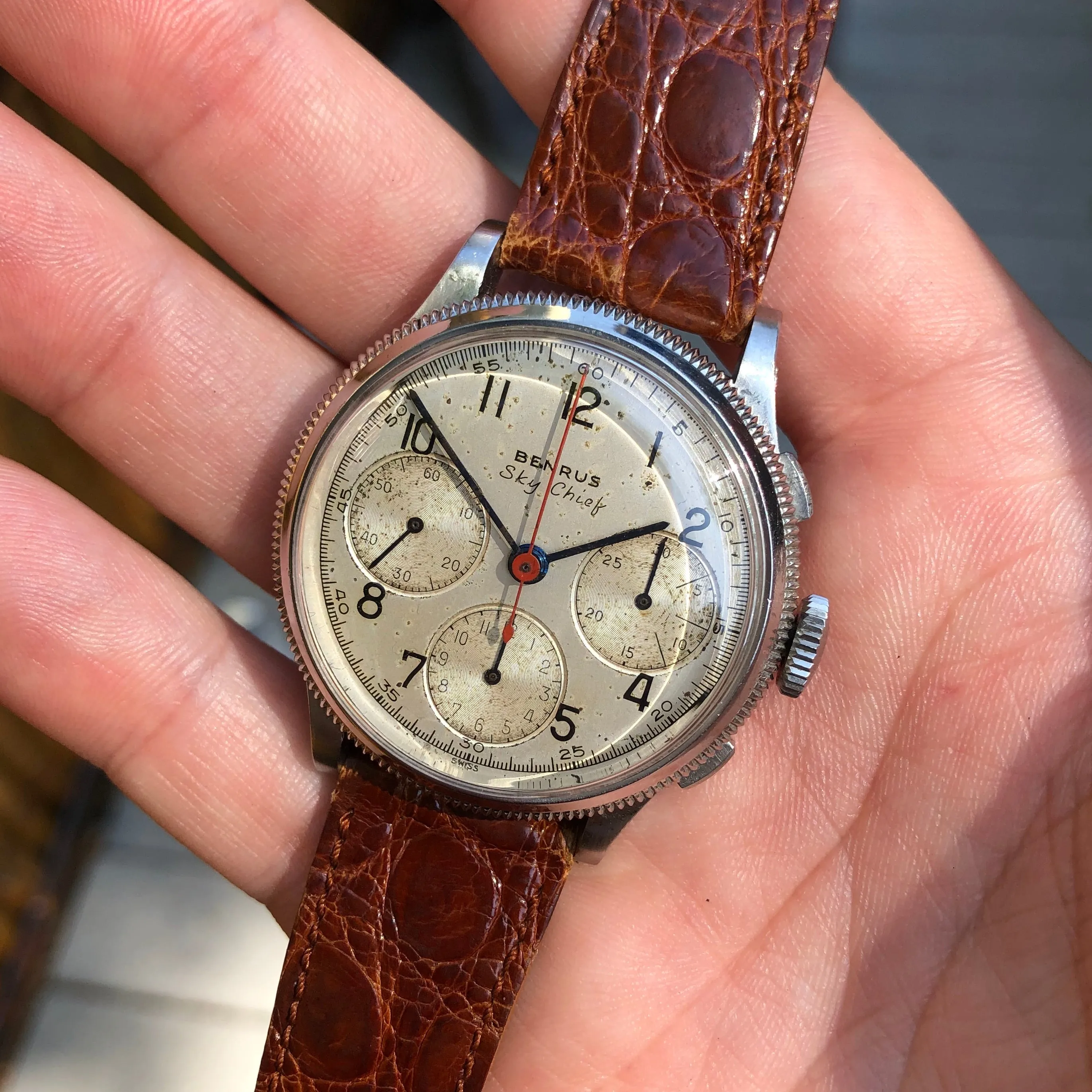 Vintage Benrus Sky Chief Chronograph Valjoux 71 Stainless Steel Wristwatch