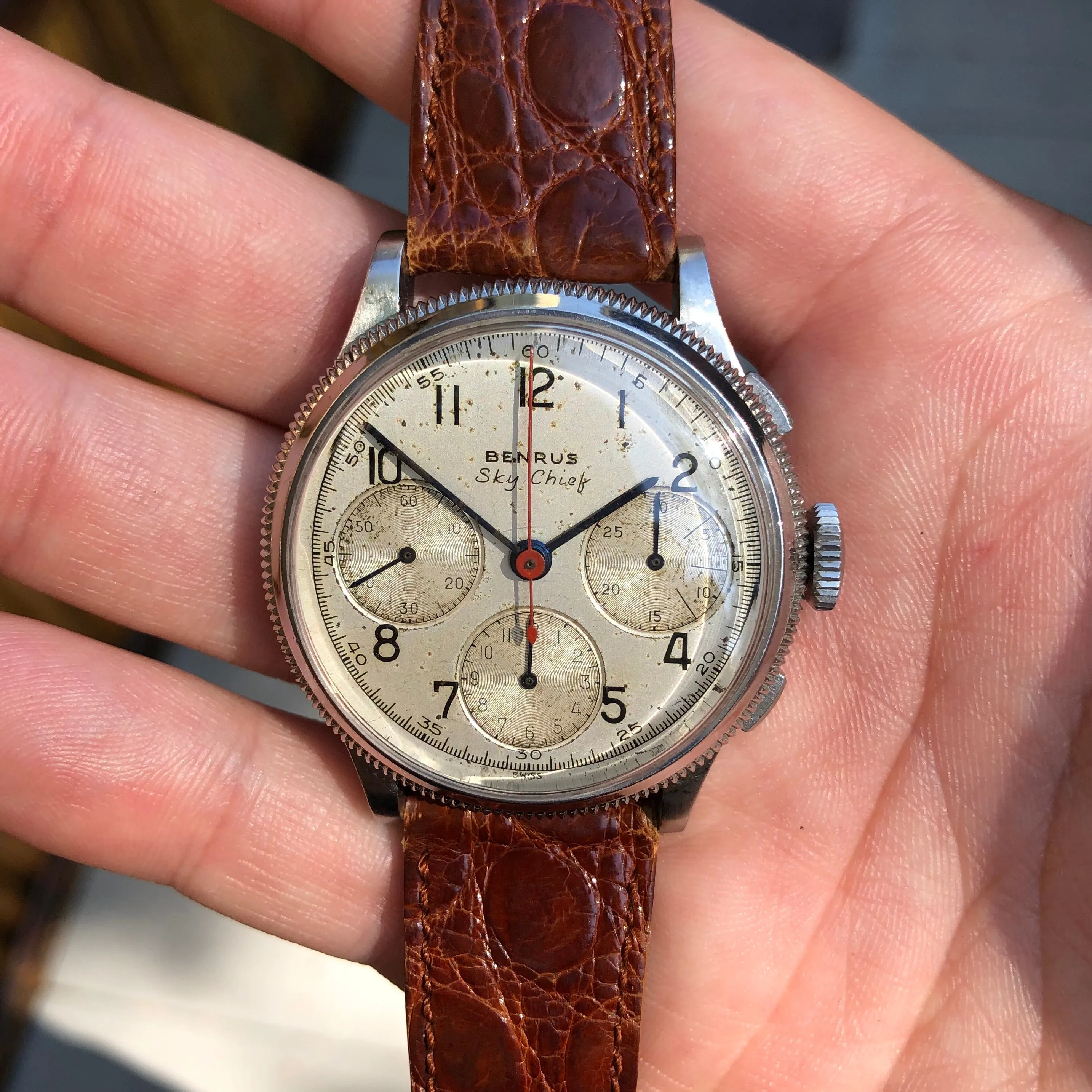 Vintage Benrus Sky Chief Chronograph Valjoux 71 Stainless Steel Wristwatch