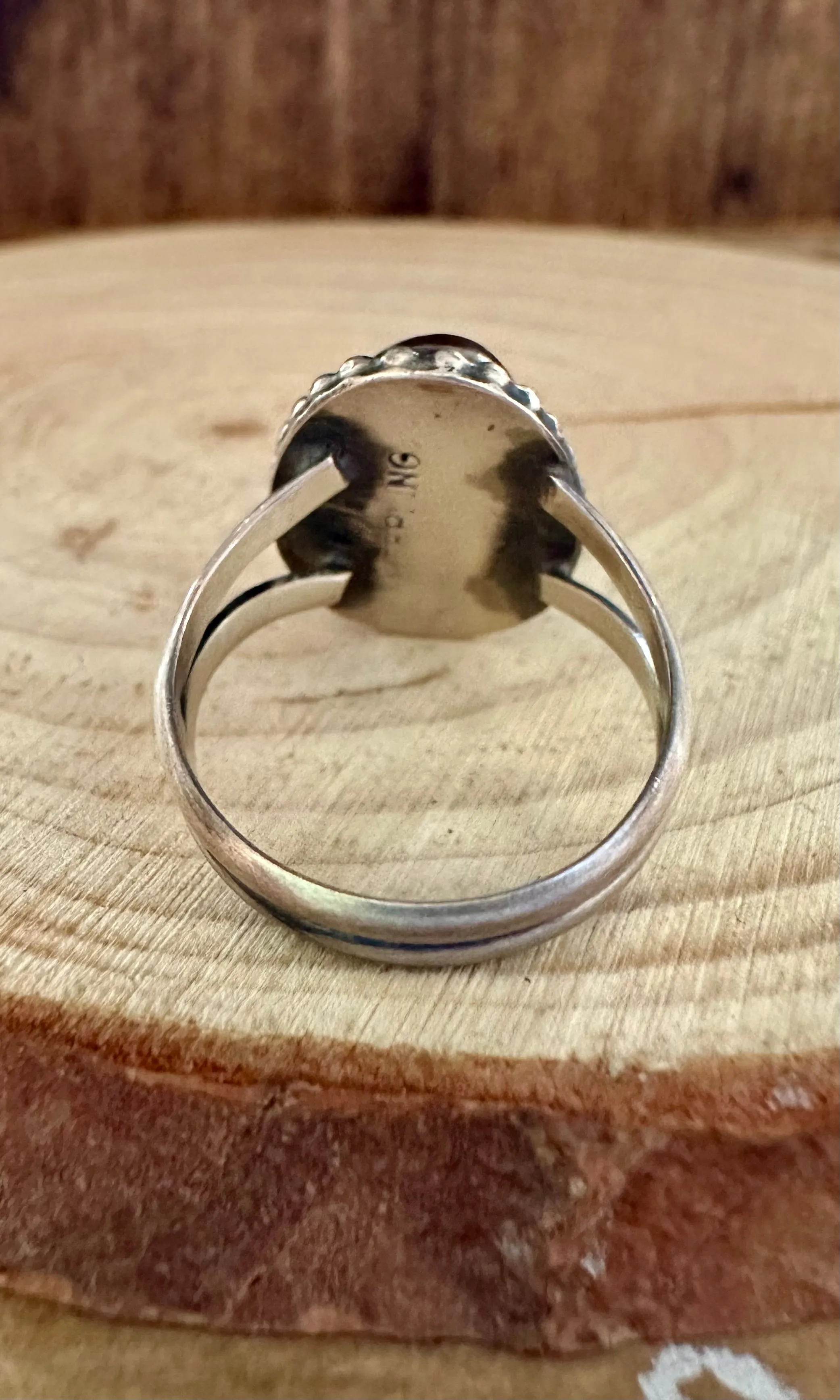 VINTAGE DINO EGG Silver & Turquoise Ring • Size 7 1/2