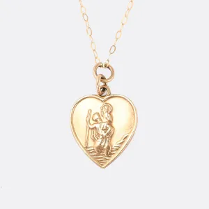 Vintage Heart-Shaped St Christopher Pendant
