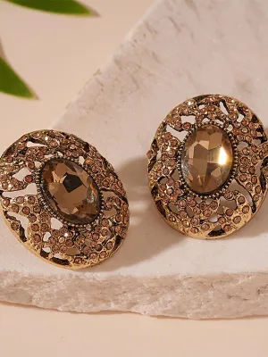 Vintage Hollow Oval Light Luxury Earrings MSE20020
