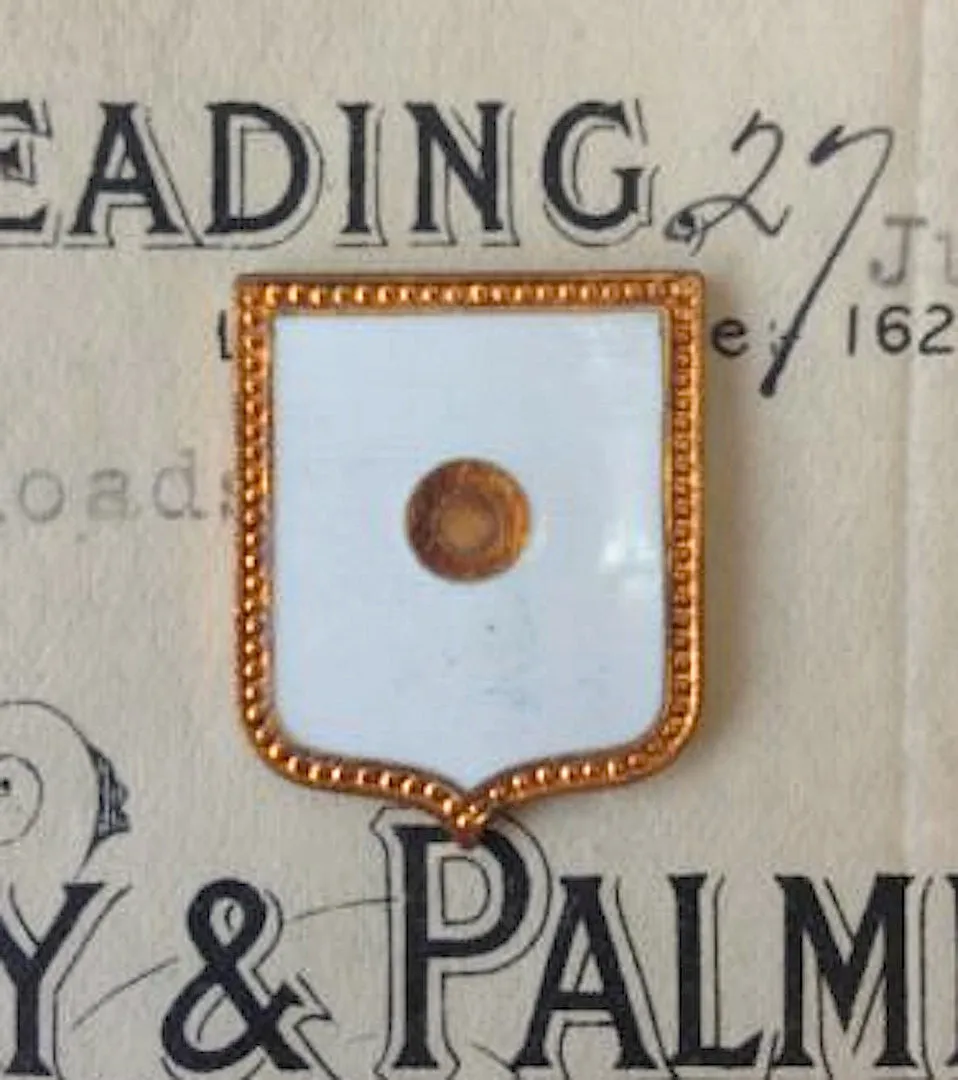 Vintage Pair White Enamel Plaques Shields Crest Findings