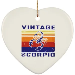 Vintage Scorpio Ceramic Heart Ornament, High Quality Scorpio Vintage Zodiac Astrology Horoscope Ornament