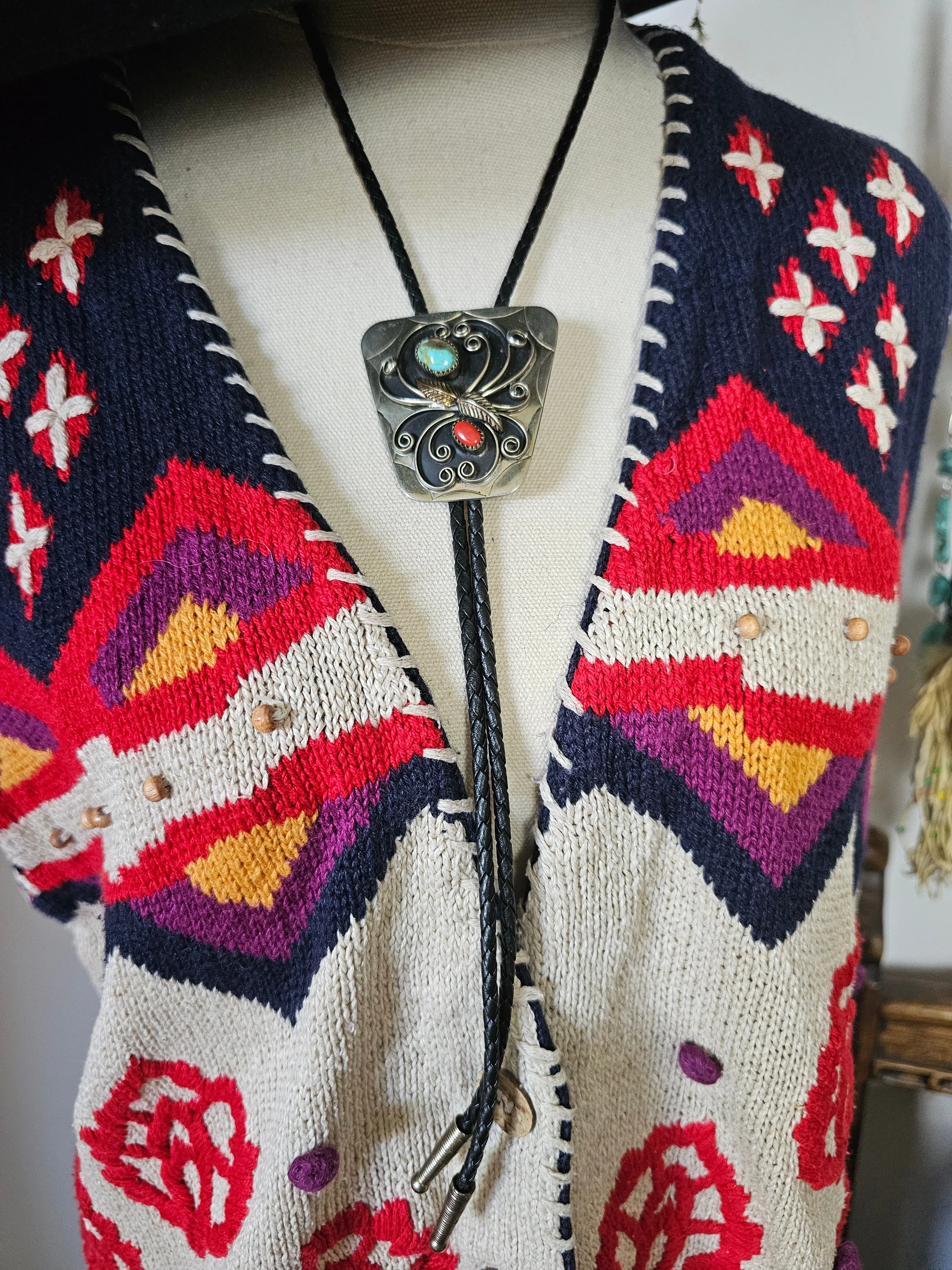 Vintage Southwestern Silver & Stone Bolo Tie – Choose Your Style