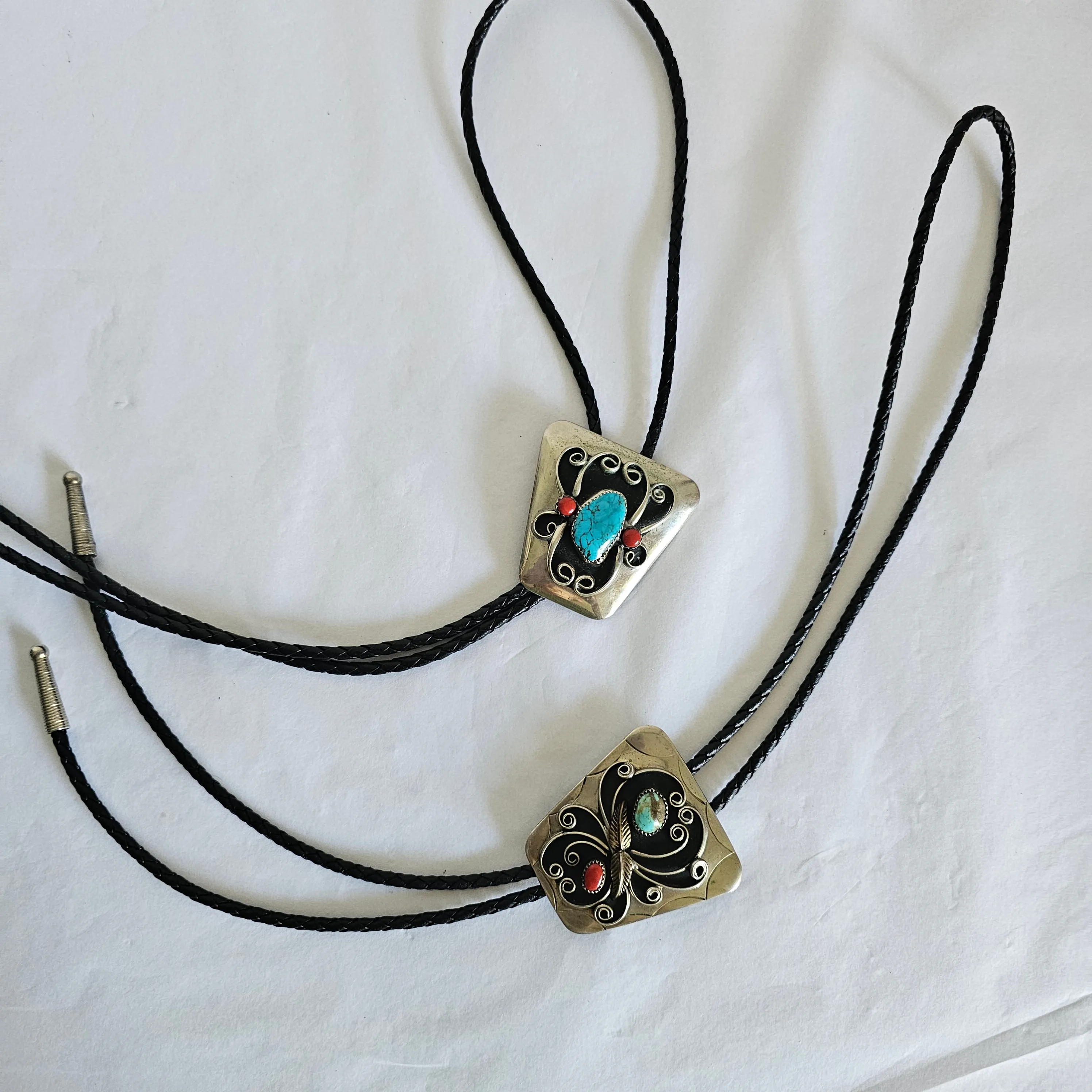 Vintage Southwestern Silver & Stone Bolo Tie – Choose Your Style