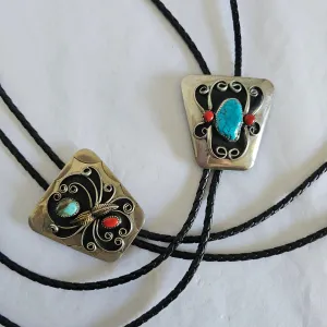 Vintage Southwestern Silver & Stone Bolo Tie – Choose Your Style