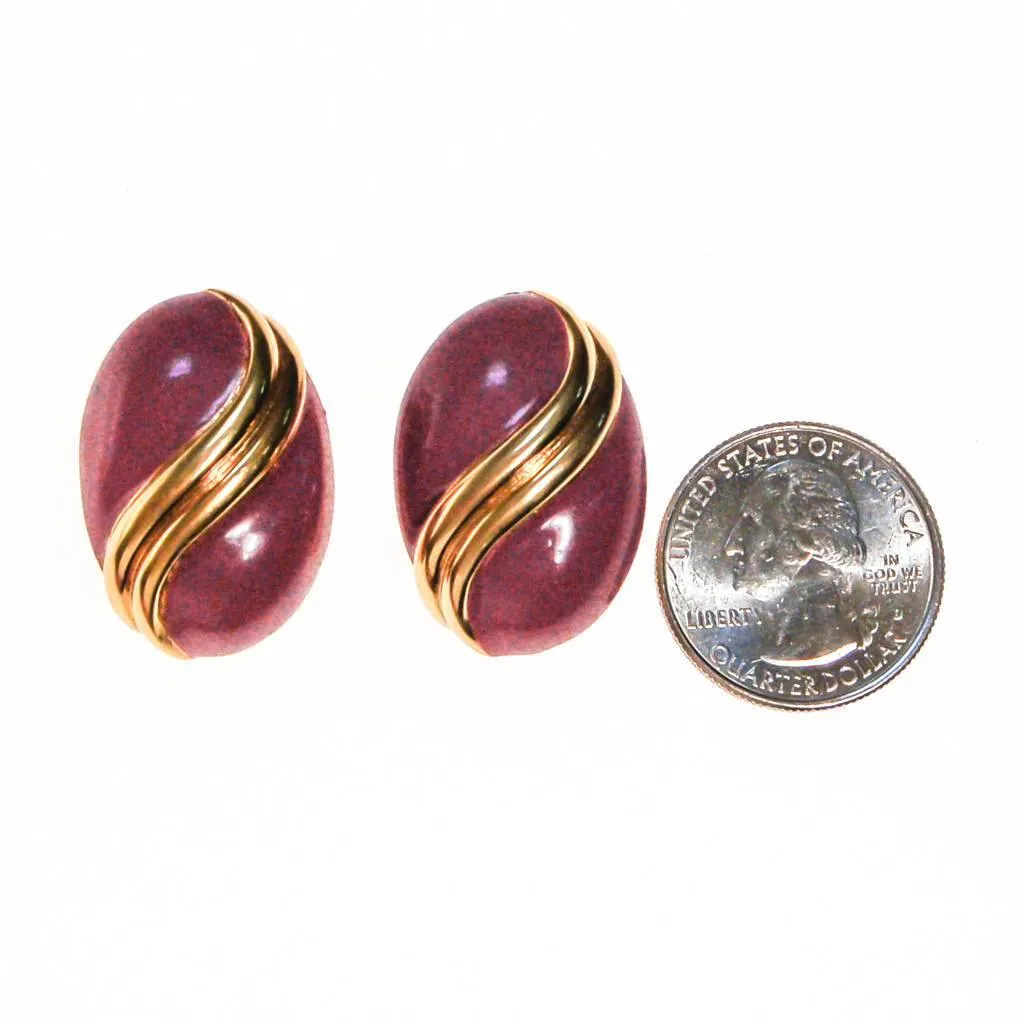 Vintage St John Couture Pink and Gold Earrings