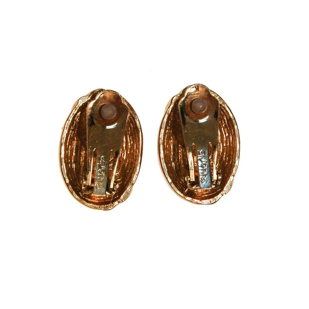 Vintage St John Couture Pink and Gold Earrings