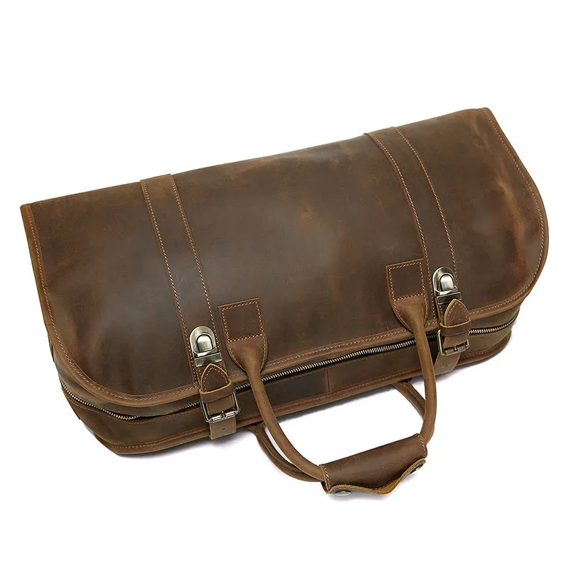 Vintage Style Leather Travel Duffle Bag - Spacious & Elegant