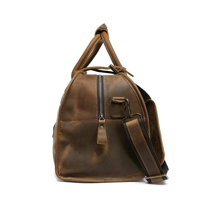 Vintage Style Leather Travel Duffle Bag - Spacious & Elegant