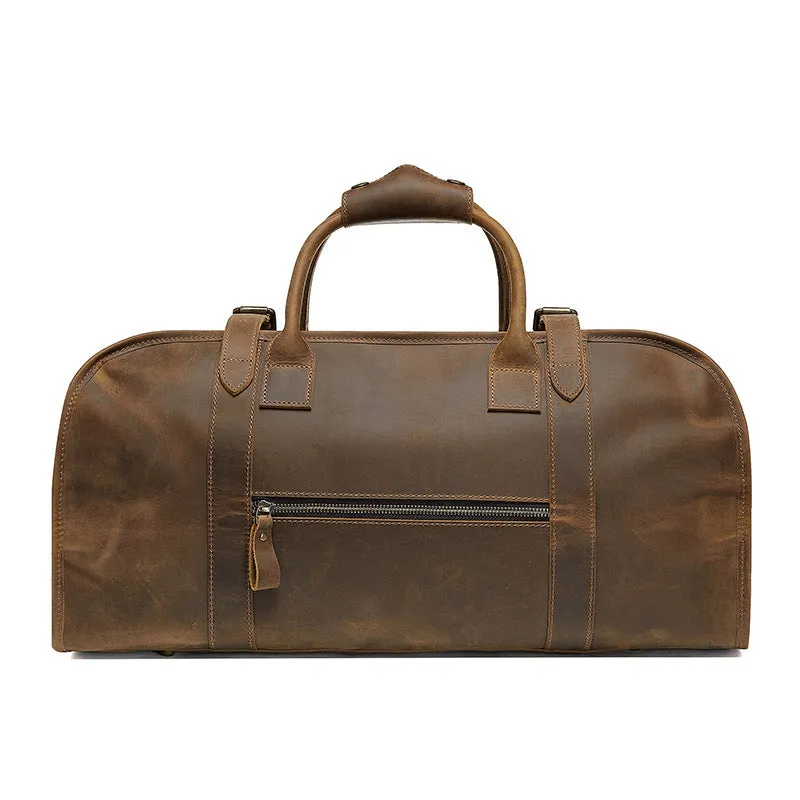 Vintage Style Leather Travel Duffle Bag - Spacious & Elegant