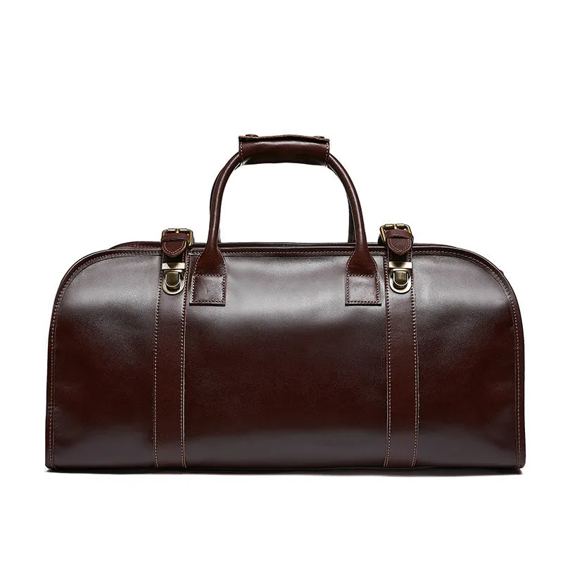 Vintage Style Leather Travel Duffle Bag - Spacious & Elegant