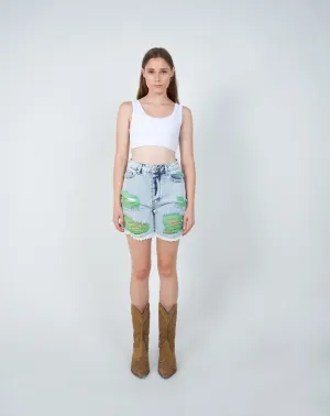 Vintage wash ripped denim short