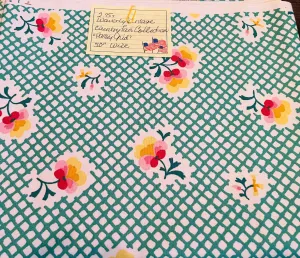 Vintage Waverly Pansy Grid Fabric