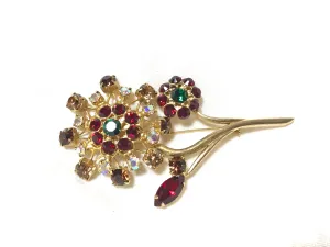 Vintage YUKI TORII crystal flower pin brooch. Good for jacket, hat, scarf etc. Elegant and classic. Best vintage gift.