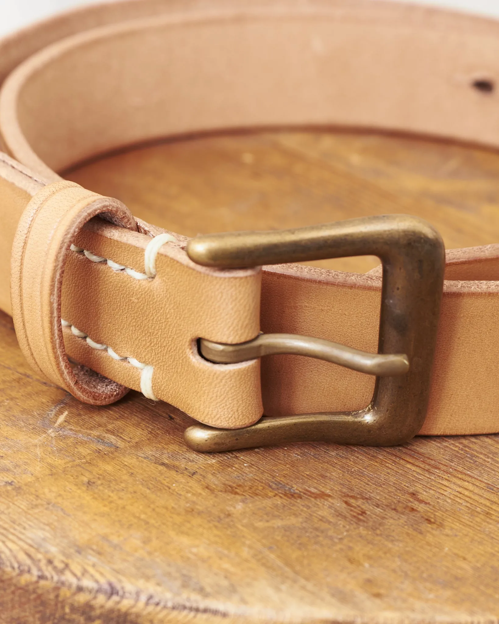 Warehouse & Co Slim Leather Belt Tan