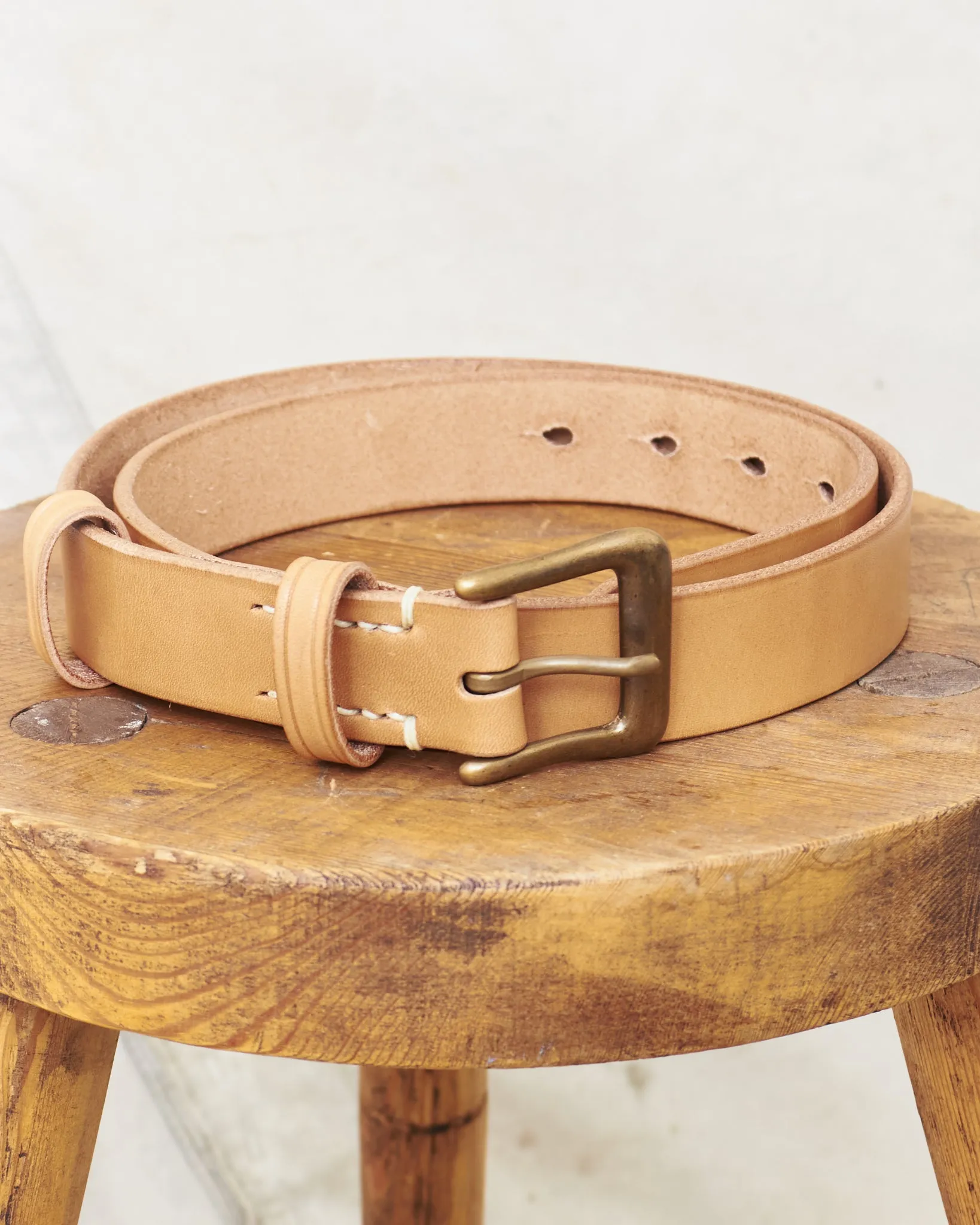 Warehouse & Co Slim Leather Belt Tan