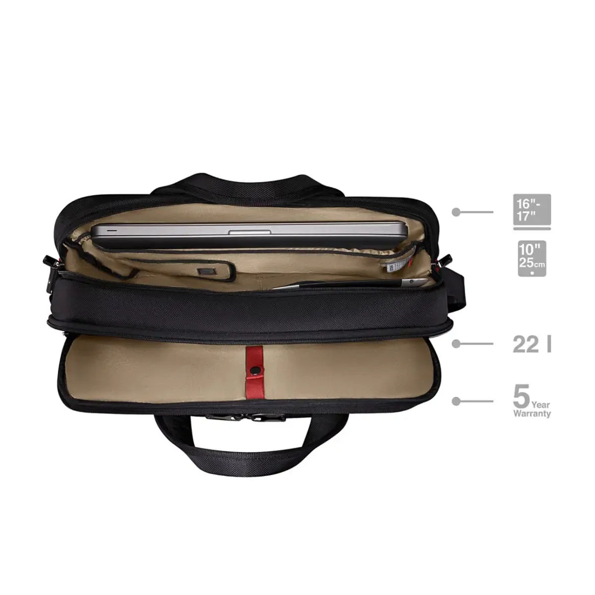 Wenger Icons Meteor 16" - 17" Laptop Brief with Tablet Pocket - Black