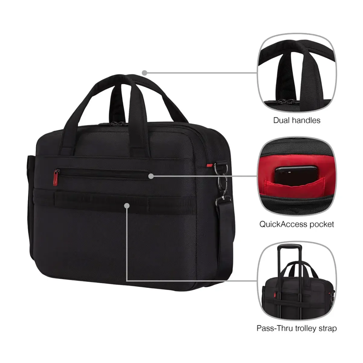 Wenger Icons Meteor 16" - 17" Laptop Brief with Tablet Pocket - Black