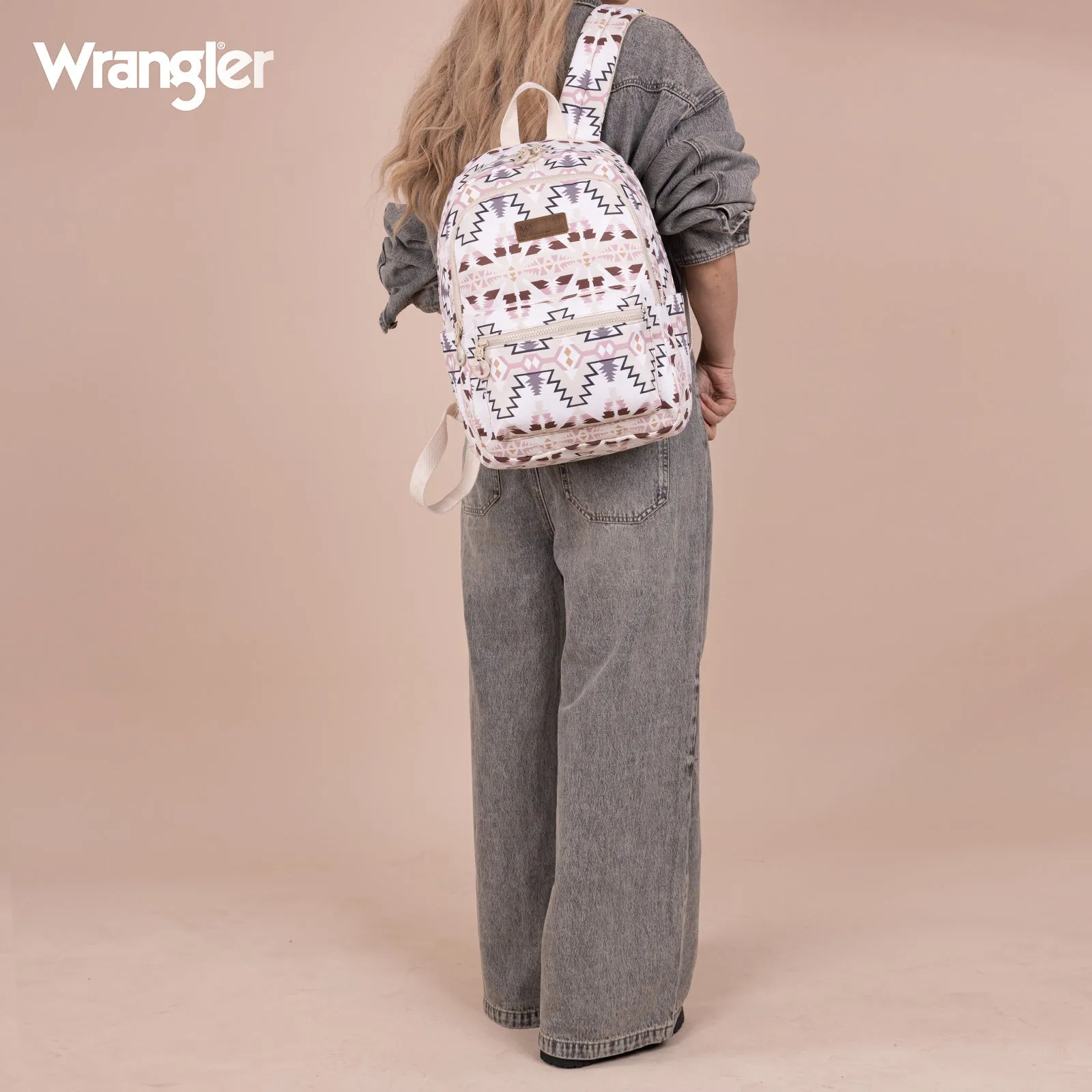 WG2206-9110  Wrangler Aztec Print Backpack - Tan