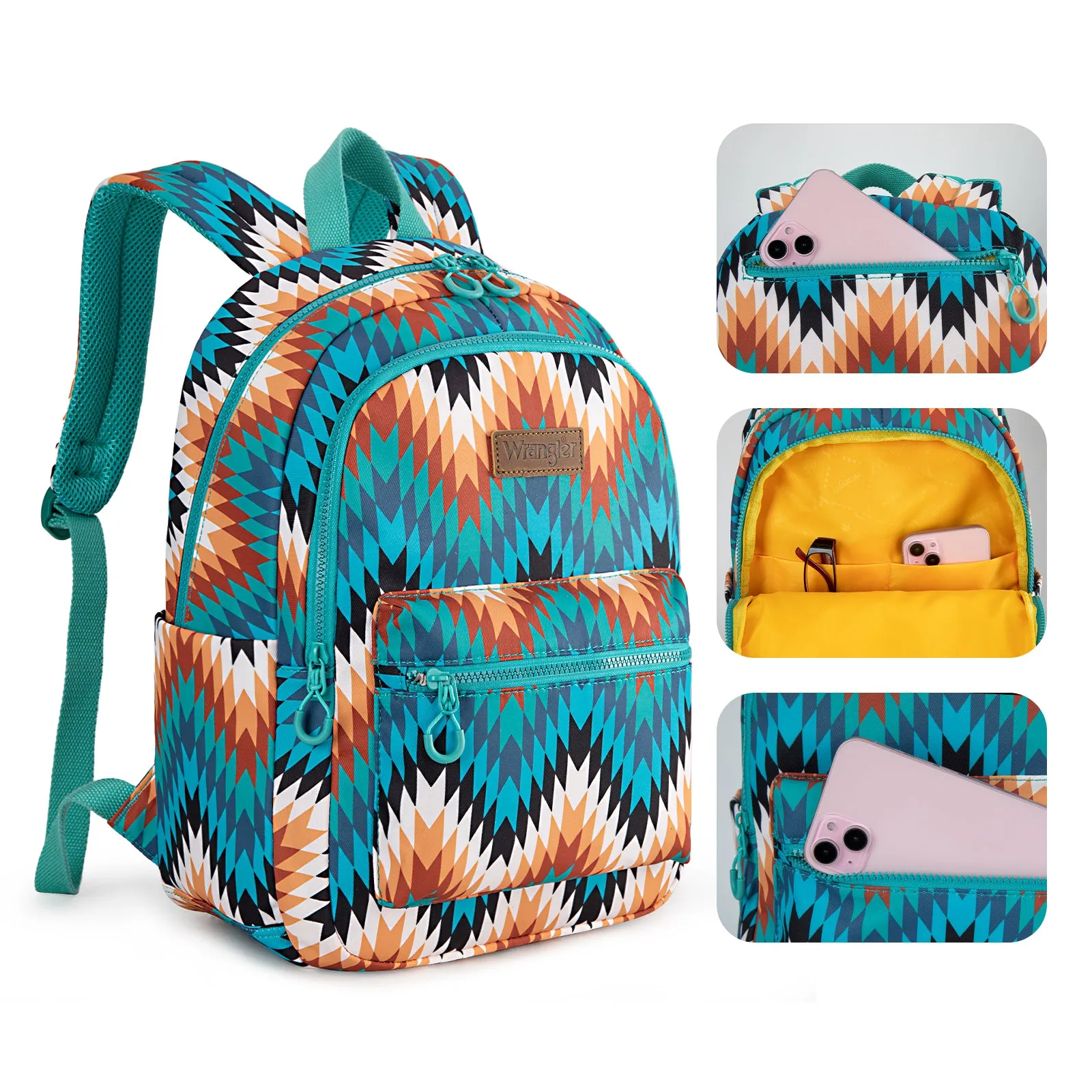 WG2206-9110  Wrangler Aztec Print Backpack - Turquoise
